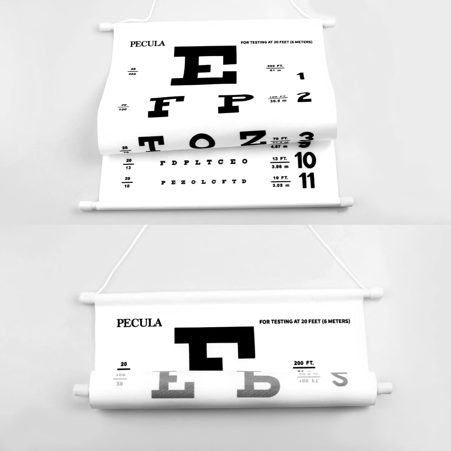 Eye Chart, Snellen Eye Chart, Canvas Wall Chart Non-Reflective, Hang Wooden Framed Eye Charts for Eye Exams 20 Feet 11 X 22 In.