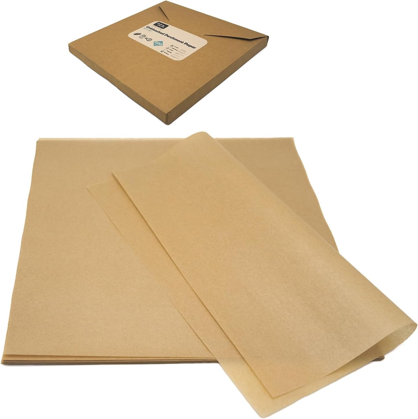 Bakechoice 12" X 12" Parchment Paper Square Kraft Deli Wrap Sheets (100 Pack) - Food Liners for Trays, Baskets - Ideal for Air Fryer, Oven, Microwave, Restaurant Supplies for Sandwiches, Fried Snacks