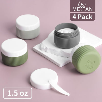 Travel Containers for Toiletries, TSA Approved 1.5 Oz Silicone Cream Jars, Leak-Proof Journey Containers, Trip Accessories with Lid for Cosmetic Face Hand 4 Pack White Lid - Desert Sage