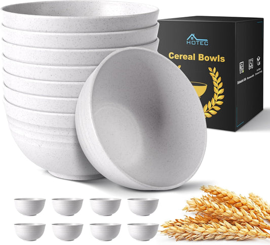 Unbreakable Wheat Straw Cereal Bowls - Microwave & Dishwasher Safe Soup and Salad Bowls BPA Free, Set of 8, 26Oz, White