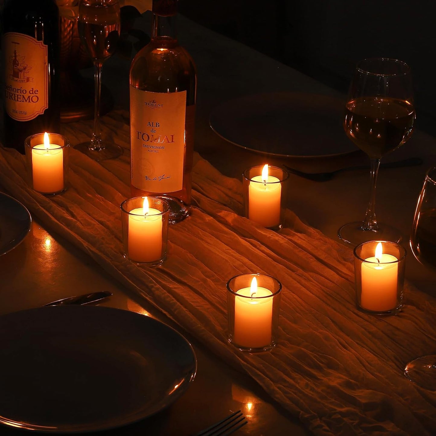 72Pcs Clear Glass Tea Light Holders - Votive Candle Holders Bulk for Weddings Events - Glass Votives for Wedding Centerpieces, Christmas, Thanksgiving - Candle Accessories Decor (72, Clear)