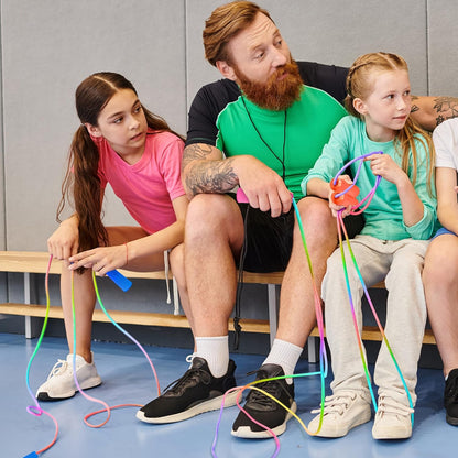Kids Jump Rope, Colorful Gradient Nylon Skipping Ropes for Children, 7.55FT Adjustable Length, Plastic Handles, Lightweight Jumping Ropes for Schools, Events, and Family Fun