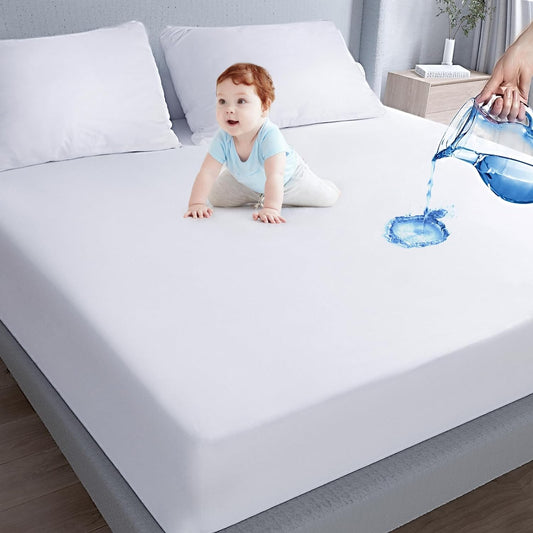 Waterproof Mattress Protector Full Size,Mattress Cover Protector, Smooth Top Mattress Protector for Kids, Breathable Skin Friendly and Noiseless Fitted Sheet,Full Size,Polyester