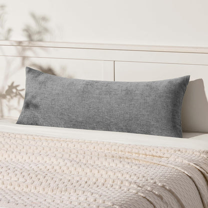 Pack of 1 Couch Throw Pillow Covers 14X36 Inch Soft Dark Gray Chenille Pillow Covers for Sofa Living Room Solid Dyed Pillow Cases