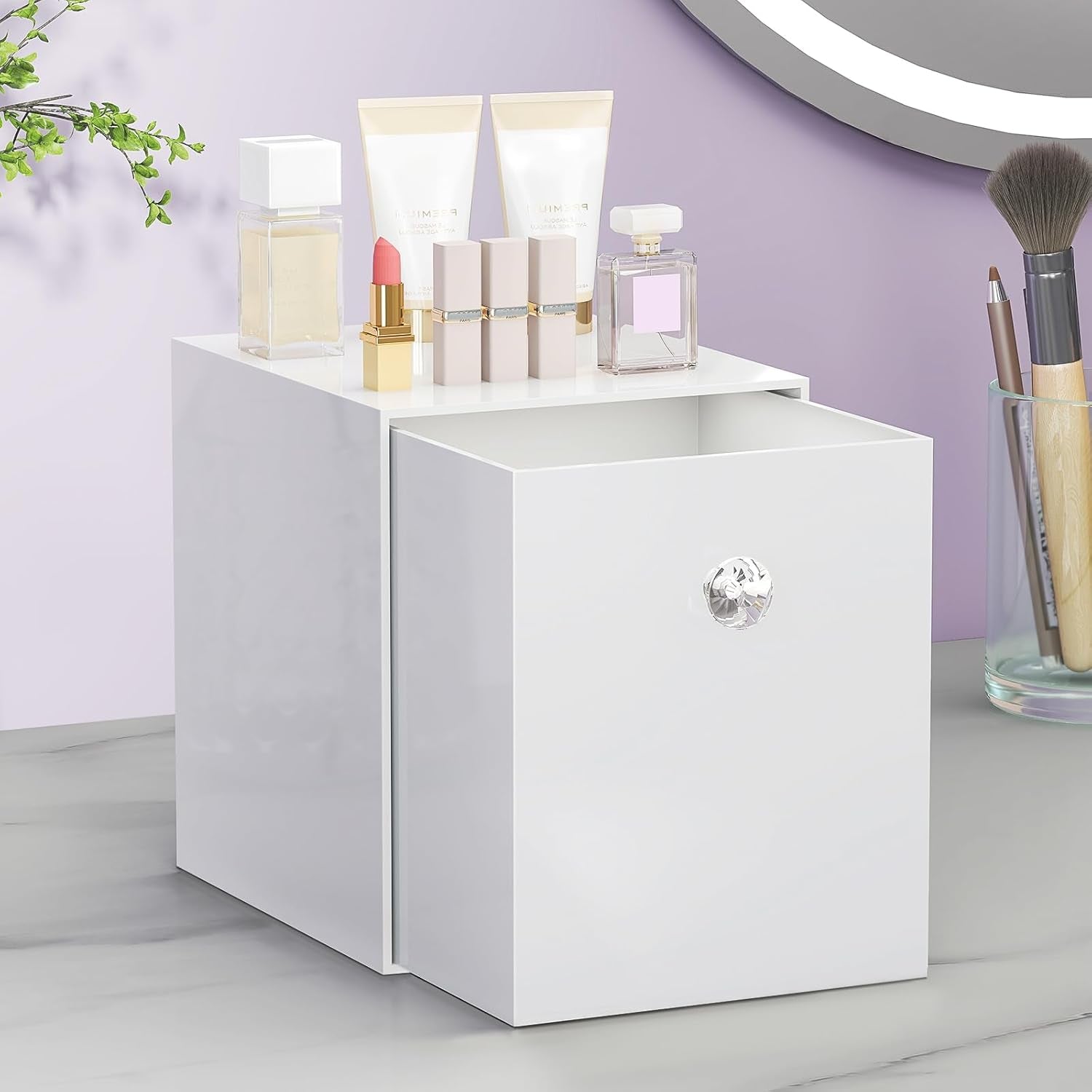 Clean Skin Club Face Towels Holder - Stackable Acrylic Organizer Compatible with Clean Skin Club Towel XL, Bathroom Vanity, Dresser Holder, Dustproof Multipurpose for Makeup, Skincare, White