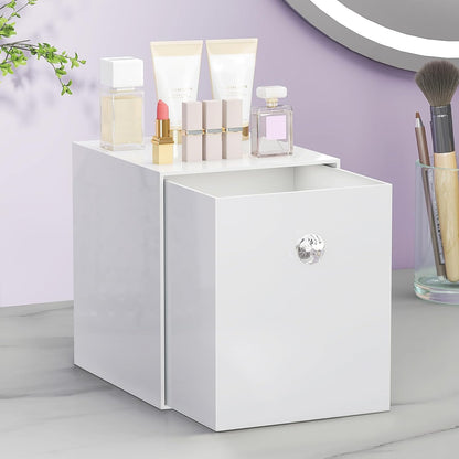 Clean Skin Club Face Towels Holder - Stackable Acrylic Organizer Compatible with Clean Skin Club Towel XL, Bathroom Vanity, Dresser Holder, Dustproof Multipurpose for Makeup, Skincare, White