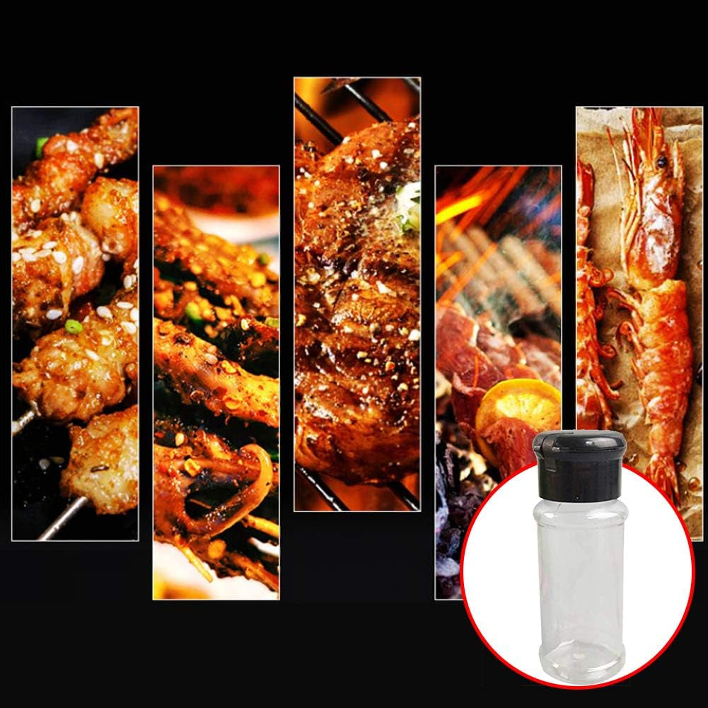 25Pcs Empty Plastic Spice Bottles Set for Storing Barbecue Seasoning Salt Pepper and More 75 Ml/2.5 Oz (Black)