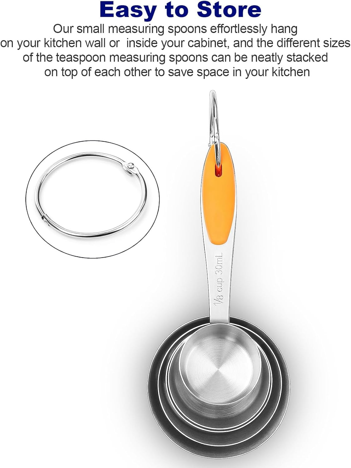 Measuring Cups Set Stainless Steel-Measuring Spoon Liquid Stackable Metric Measuring Scoop for Baking or Cooking,Kitchen Cake Decorating Supplies Measuring Cup Organizer