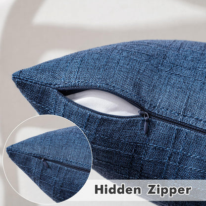 Outdoor Waterproof Throw Pillow Covers Decorative Farmhouse Water Resistant Cushion Covers for Tent Patio Garden Couch Sofa Pack of 2, 16X16 Inch Navy Blue