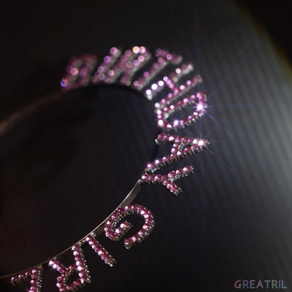 Birthday Girl Tiara and Sash Crown Headband (Pink)