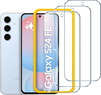 3 Pack Tempered Glass for Samsung Galaxy S24 FE 5G 6.7" 2024 Screen Protector with [Easy Installation Frame], Anti-Scratch Case Friendly Clear HD Film for Samsung Galaxy S24 FE 5G 6.7 Inch