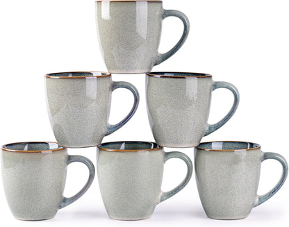 Ceramic Coffee Mug Set of 6, 12 Oz Stoneware Cups for Versatile Beverages, Lightweight and Dishwasher/Microwave Safe