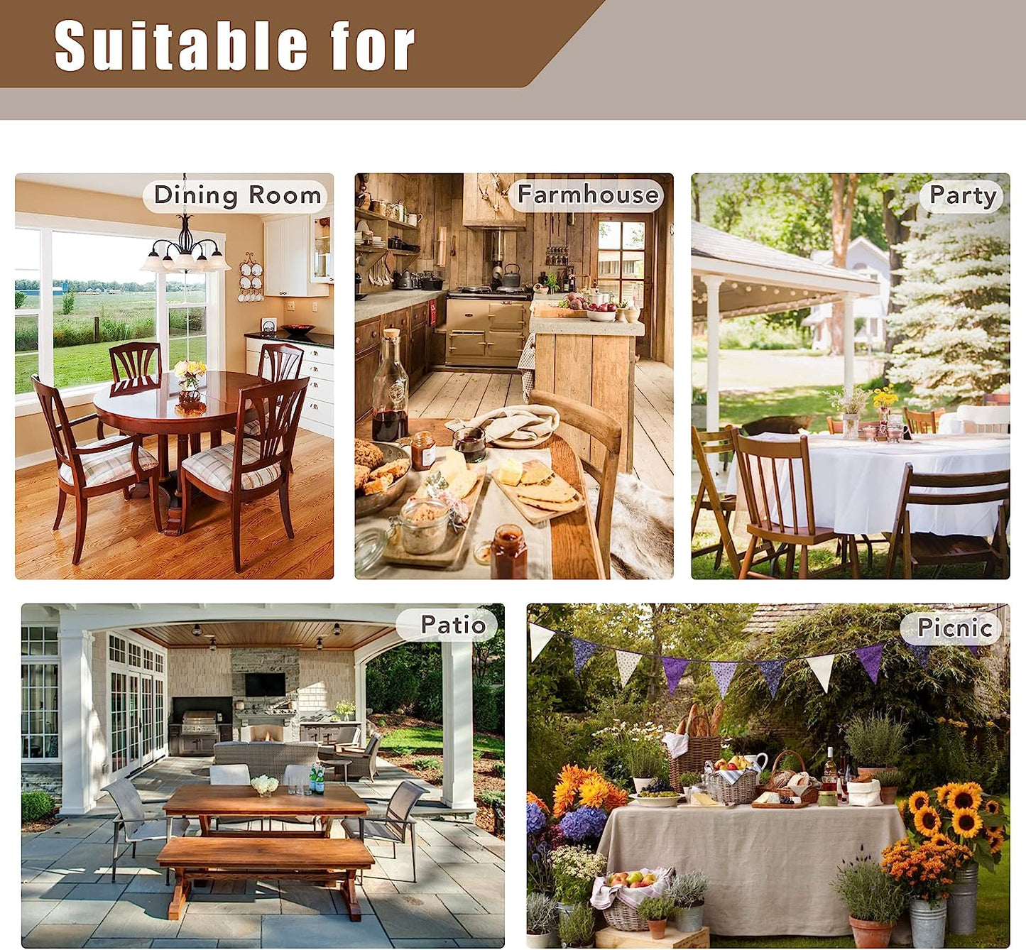 Faux Linen Beige Tablecloths 60 x 84 Inch - Set of 2 Neutral Covers for Rectangular Tables, Ideal for Dining, Weddings, Parties, Farmhouse Decor, and Outdoor Picnics