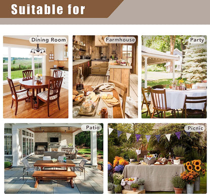 Faux Linen Beige Tablecloths 60 x 84 Inch - Set of 2 Neutral Covers for Rectangular Tables, Ideal for Dining, Weddings, Parties, Farmhouse Decor, and Outdoor Picnics