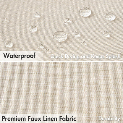 Linen Shower Curtain Set with 12 Metal Hooks - Modern Heavy-Duty Washable Beige Fabric, Waterproof and Durable, 72"x72", Cream