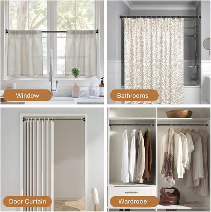 Black Spring Tension Curtain Rod No Drilling 30-63Inch 1Pcs,Non-Slip Adjustable Tension Rod,Tension Rods for Windows Non-Rust,Spring Curtain Tension Rod Extendable Window Tension Rod