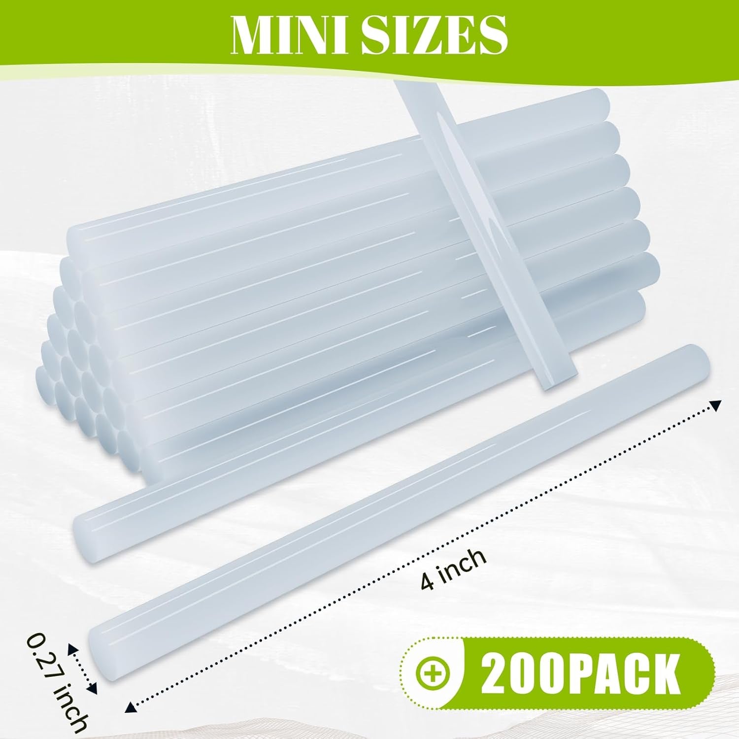 200 Pcs Mini Hot Glue Sticks, 0.27" Diameter and 4" Length – All Temperature Compatible for DIY, Crafting, Repairs – Strong Bond, Compatible with All 0.27" Mini Glue Guns