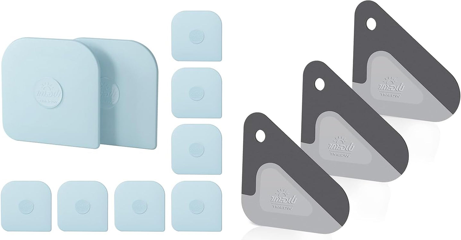 10 Pcs Pan and Pot Scraper-Aqua, Nylon Silicone 2 in 1 Kitchen Dish Scraper