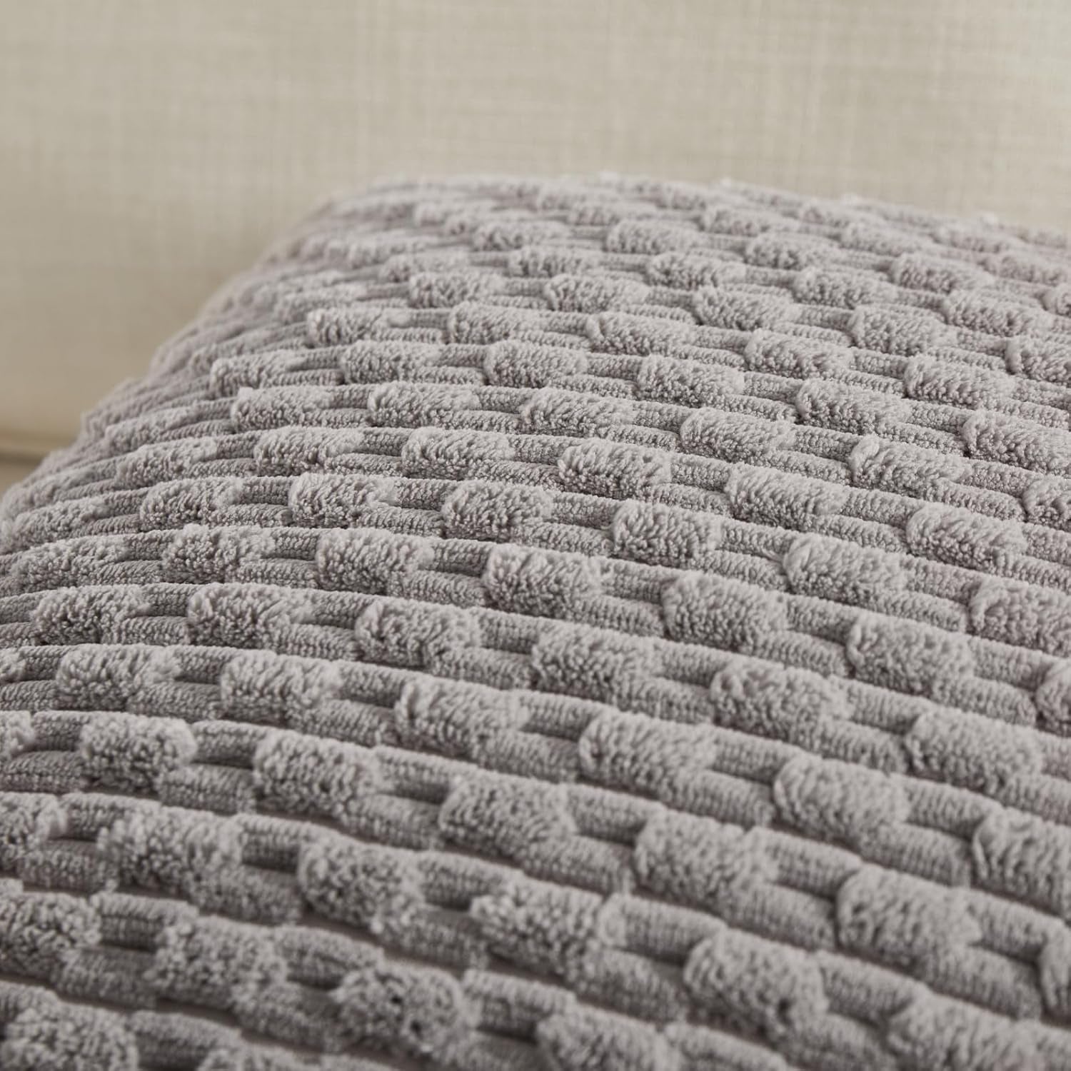 Set of 2 Boho Grey Lumbar Decorative Throw Pillow Covers 12X20 Inch for Couch Bed Chair, Neutral Farmhouse Home Decor, Soft Fluffy Corduroy Rectangle Aesthetic Cushion Case 30X50 Cm