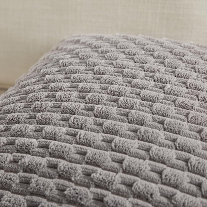 Set of 2 Boho Grey Lumbar Decorative Throw Pillow Covers 12X20 Inch for Couch Bed Chair, Neutral Farmhouse Home Decor, Soft Fluffy Corduroy Rectangle Aesthetic Cushion Case 30X50 Cm