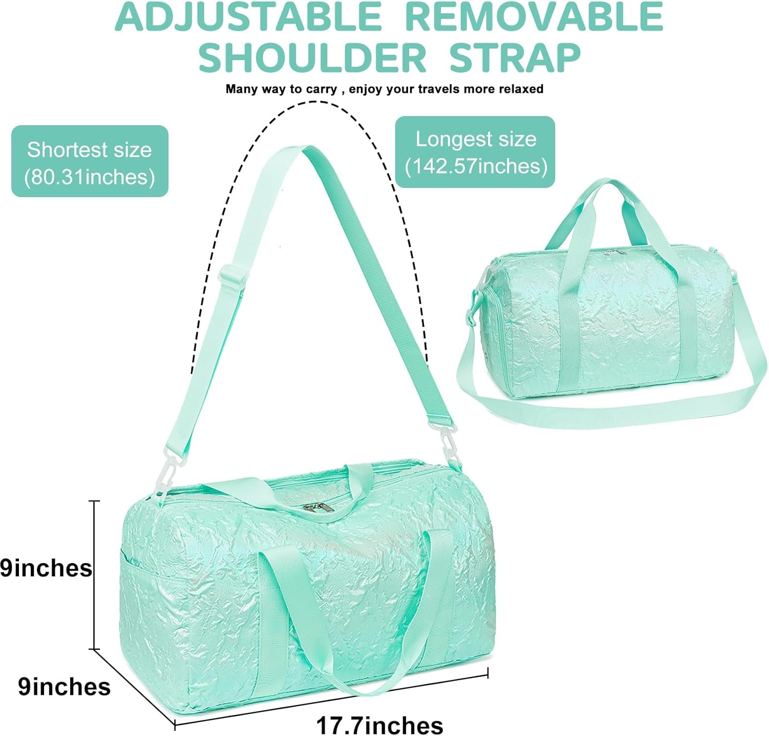 Duffle Bag Girls Kids Cute Gym Bag with Shoes Compartment & Wet Separation Waterproof Sports Overnight Travel Bag