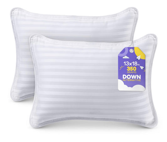 Toddler Pillow (White, 2 Pack), 13X18 Pillows for Sleeping, Soft and Breathable Cotton Blend Shell, Small Kids Pillow Perfect for Toddler Bed and Travel (Intended for Age 2 and Up)