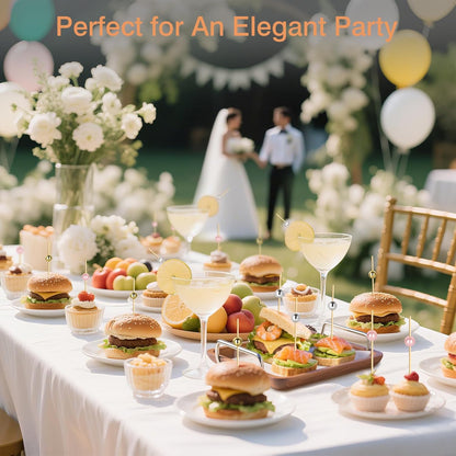 200 Cocktail Picks, Decorative Pearl Fancy Toothpicks for Appetizers, 4.7 in Long Bamboo Skewers Wood Garnish Sticks for Food Drink Fruit Party Charcuterie Boards Accessories (Gold/White/Pink/Silver)