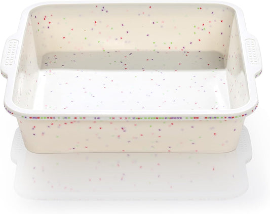 8 Inch Silicone Square Cake Pan with Metal Reinforced Frame, Nonstick Silicone Brownie Pans BPA Free Suitable for Making Cakes, Brownies, Bread