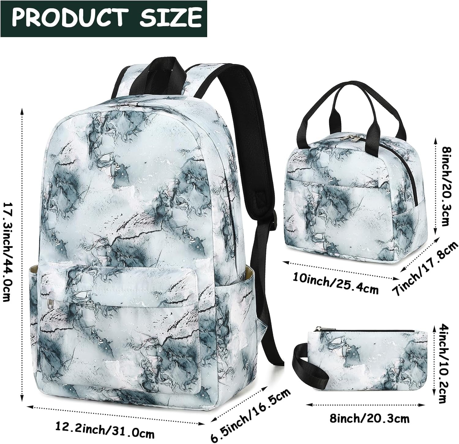 Teen Girls School Backpack Kids Bookbag Set with Lunch Box Pencil Case Travel Laptop Backpack Casual Daypacks