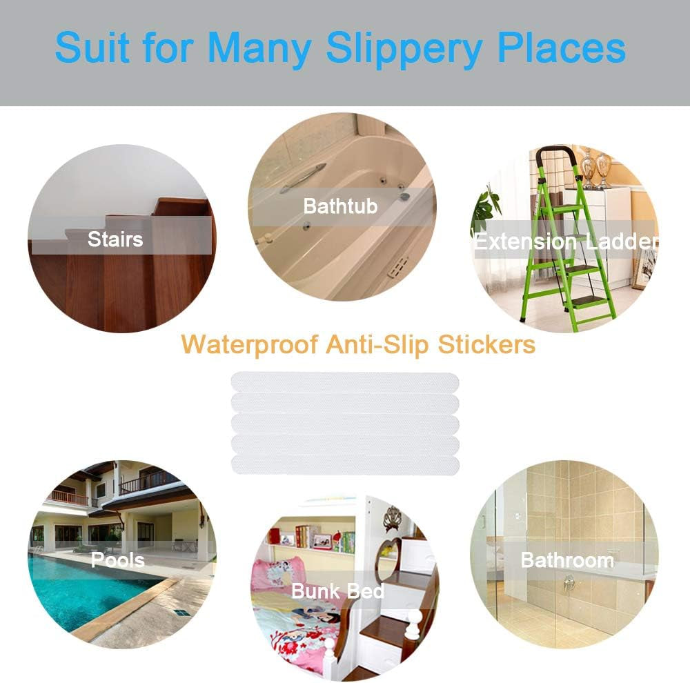 20 Pack Non Slip Bath Tub Stickers Strips, anti Slip Shower Treads, Bath Safety Stickers Tape, Slip Resistant Decals for Tub Pools Floor Bathrooms Stairs to Prevent Slippery