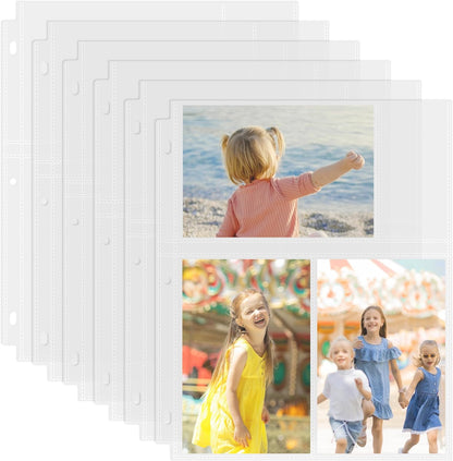 50 Pack 4 X 6 Photo Sleeves for 3 Ring Binder(300 Pictures), Heavy-Duty Archival Photo Page Protectors, Clear Picture Album Refill Pages Holds, Acid-Free