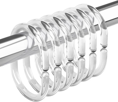 Plastic Shower Curtain Rings, Shower Curtain Hooks, 24 Pcs C Shaped Shower Hooks for Shower Curtain, Clear Shower Curtain Hooks for Bathroom
