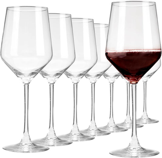 Set of 8 Red Bordeaux Wine Glasses - 17 Oz Ideal for Weddings and Housewarming Gifts