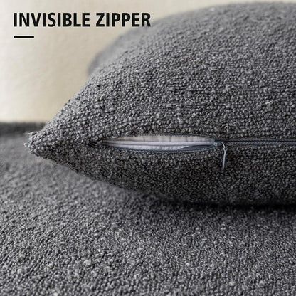 Textured Boucle Throw Pillow Covers Accent Solid Lumbar Pillow Cases Cozy Soft Decorative Couch Cushion Case for Chair Sofa Bedroom Living Room Home Decor, 12 X 20 Inch,Dark Grey