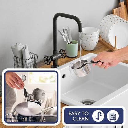 10-PACK Measuring Cups and Spoons Set, Kitchen Gadagets Cooking Baking,Heavy Duty & Dishwasher Safe for Dry and Liquid Ingredients,Black