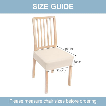 Stretch Jacquard Seat Covers for Dining Room Chairs Set of 2, Removable Washable Chair Seat Protector Slipcovers, No Rear Covers, Beige