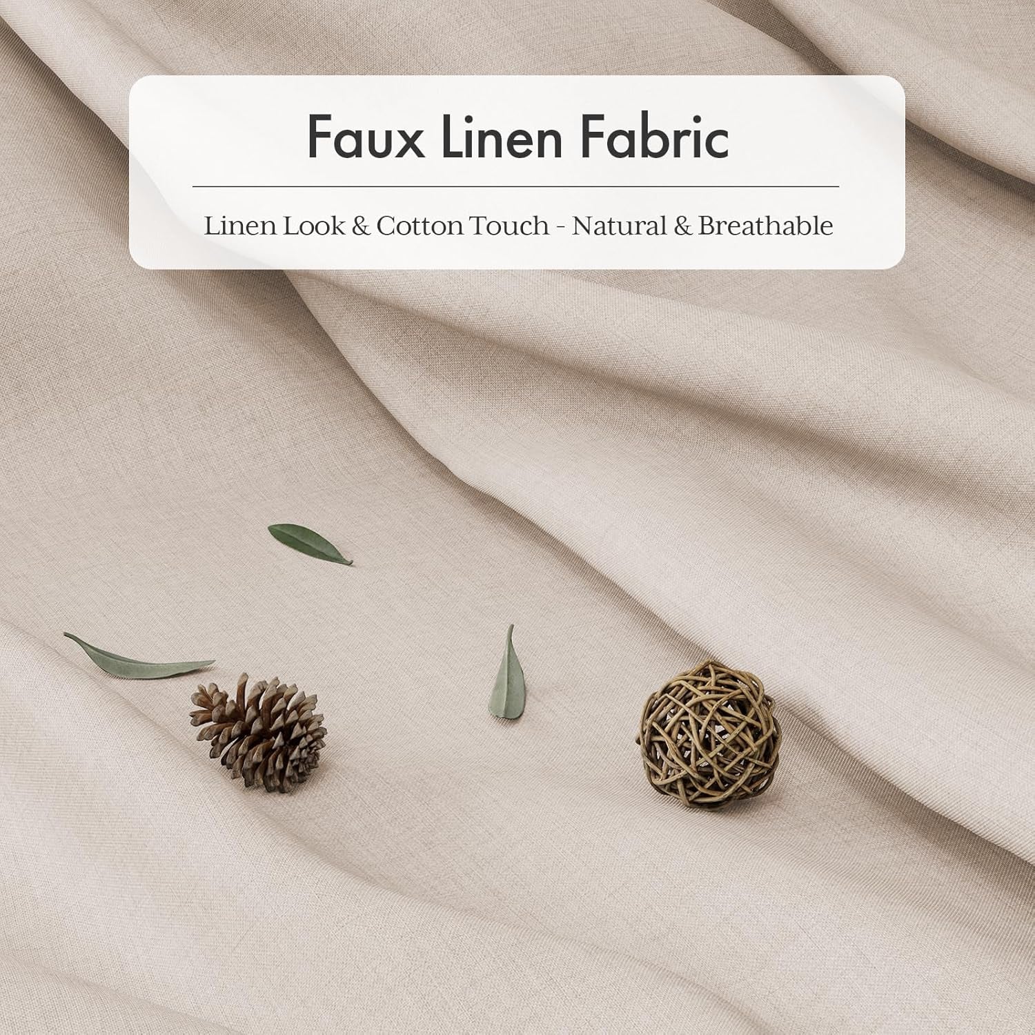 Boho Shower Curtain for Bathroom, 72X72 Beige Shower Curtain with Tassels, Modern Farmhouse Shower Curtain Set with Hooks, Neutral Faux Linen Light Tan Toned, Water Repellent