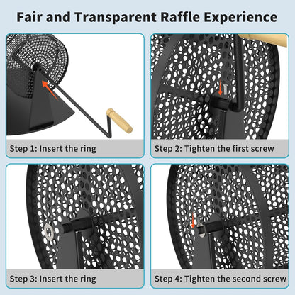 Professional Raffle Drum with Wooden Handle, Capacity for 2500 Tickets (Black)