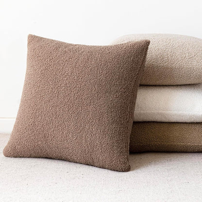 Pack of 2, Curly Faux Fur Decorative Throw Pillow Covers Soft Fuzzy Plush Cushion Case with Zipper Cozy Pillowcase for Home Living Room Couch Bed Sofa 16 X 16 Inch, Chocolate