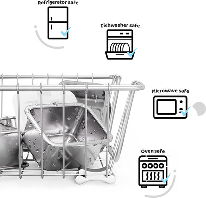 Stainless Steel Snack Box Containers for Kids, 3 Pack 12.8 Oz Leak-Proof Microwave-Safe Small Food Storage Container with Lid, Metal Compact Bento Lunch Box Container for School Travel