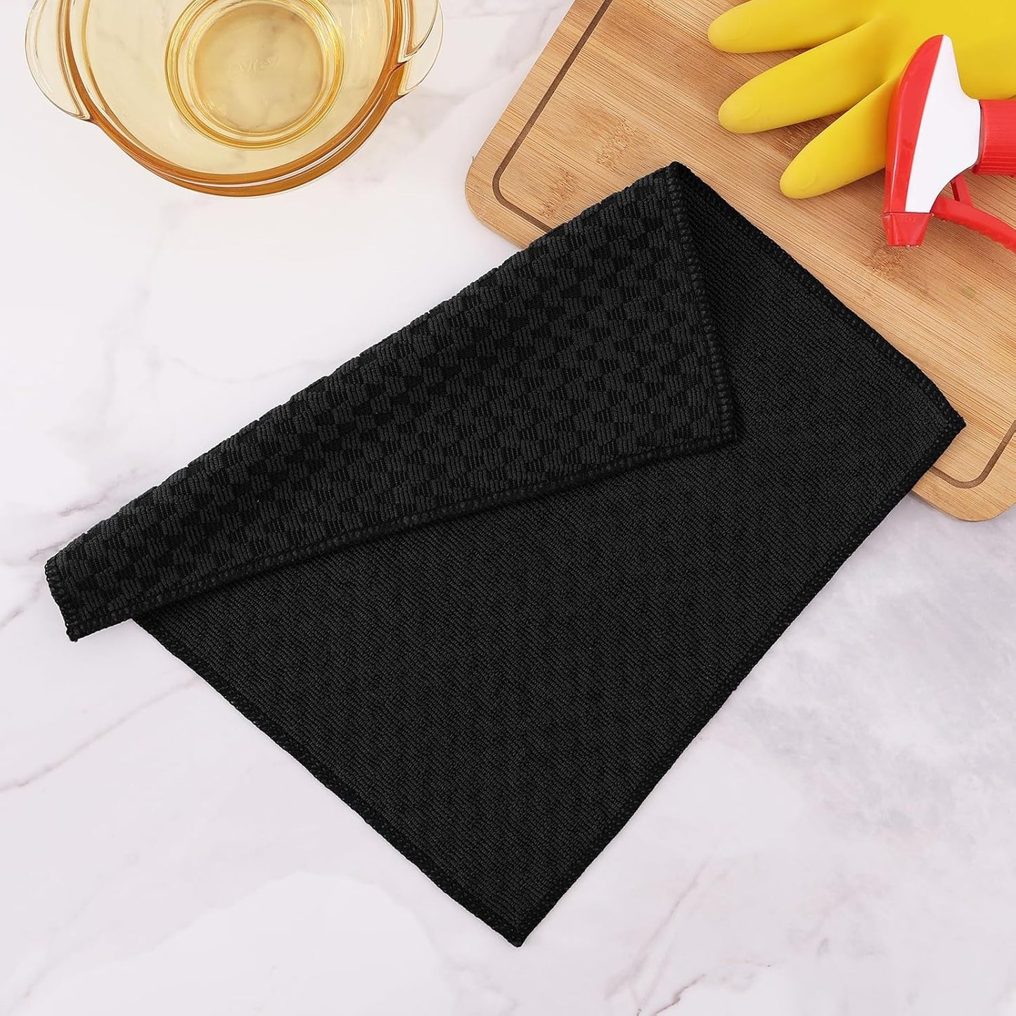 Microfiber Cleaning Cloth, 12 Pack Soft and No Lint Microfiber Towels Cleaning Supplies, Absorbent Fast Drying Cleaning Rags for Housekeeping, Kitchen, Window, 12 X12 Inches, Black
