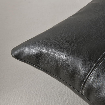 Dark Gray Lumbar Waterproof Faux Leather Decorative Throw Pillow Covers 12X20 Inch for Outdoor Couch Bed, Modern Farmhouse Boho Home Decor, Grey Hand Stitched Cushion Case 30X50 Cm