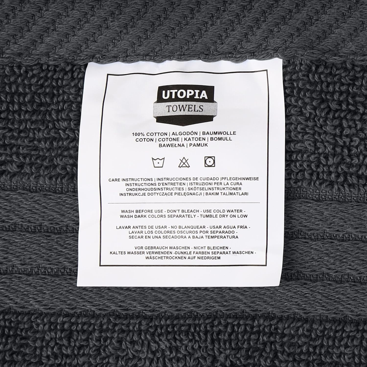 12 Pack Premium Wash Cloths Set, 12 by 12 Inches, 100% Cotton Ring Spun, Highly Absorbent and Soft Feel Washcloths for Bathroom, Spa, Gym, and Face, Grey