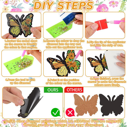 20-Piece Butterfly Diamond Painting Magnet Set - Decorative Refrigerator Art Stickers for Christmas