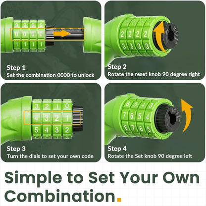 Bike Lock, Bicycle Lock 4 Feet Cable Lock 1/2 Inch Resettable Bike Lock Combination with Mounting Bracket, Bike Accessories for Bicycle, Electric Scooter, Motorcycle