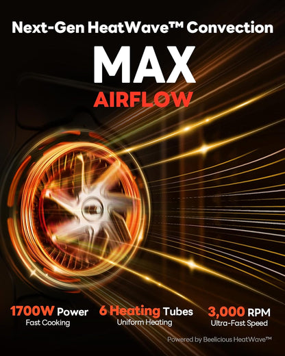 28QT Air Fryer Toaster Oven Combo, Large 12-In-1 Convection Countertop Oven with Next-Gen Heatwave Convection, 3-Layer Cooking, Rotisserie for Chicken, Fits 11" Pizza, Full Accessorie, Stainless Steel