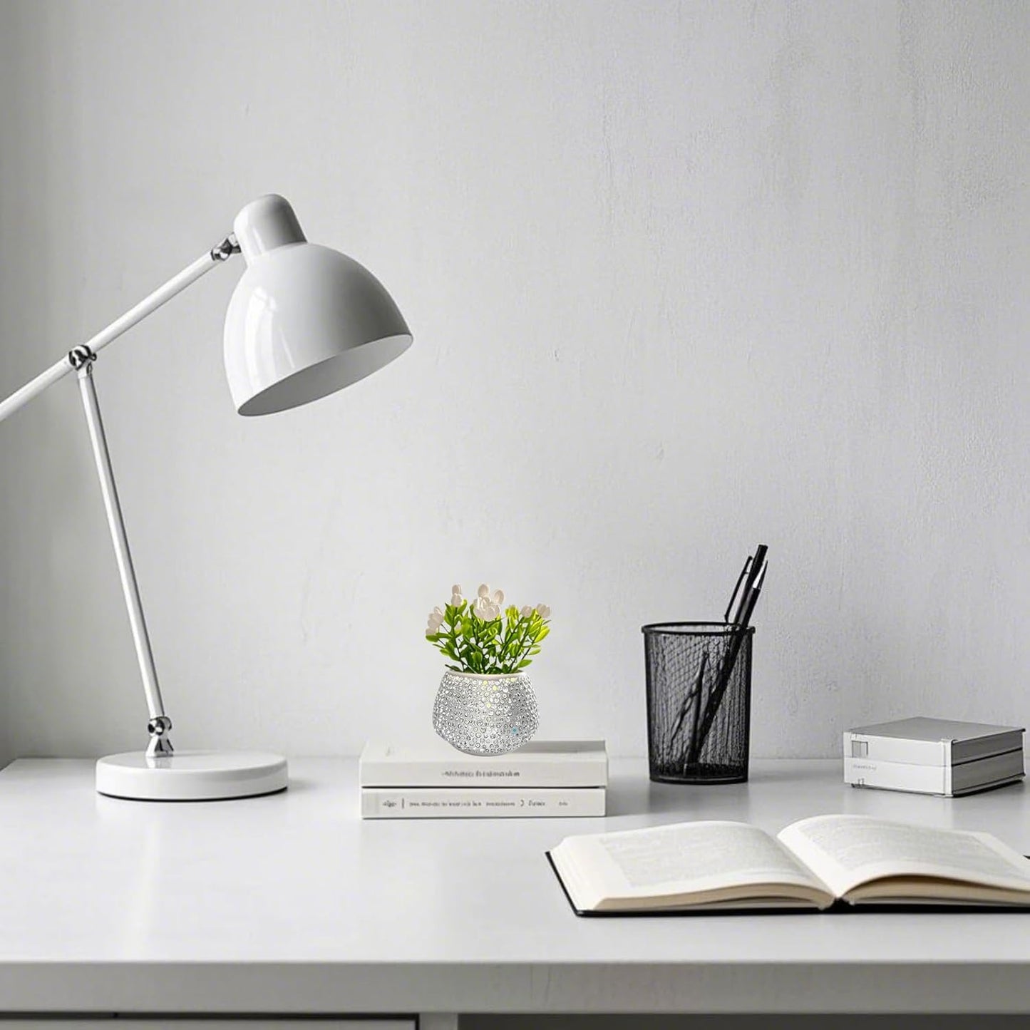 Flower Car Accessories Bling Dashboard Decorations, Car Flower Vase Decals, Cute Car Interior Decor, Bling Desk Flowers for Women Office Girl Gifts