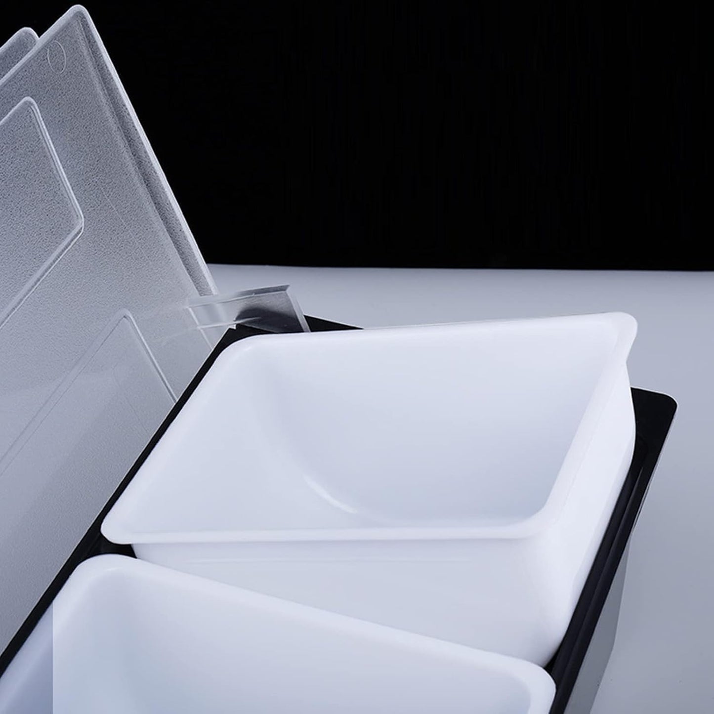 Fruit Veggie Condiment Caddy with Lid, 6 Compartment Plastic Dispenser Tray for Catering Dips Toppings, Serving Taco, Ice Cream, Fruit, & Salad Bar,Garnish Organizer for Restaurant Supplies