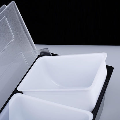 Fruit Veggie Condiment Caddy with Lid, 6 Compartment Plastic Dispenser Tray for Catering Dips Toppings, Serving Taco, Ice Cream, Fruit, & Salad Bar,Garnish Organizer for Restaurant Supplies