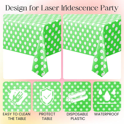 Lime Green Polka Dot Rectangle Tablecloth - 54" x 72" Decorative and Stain-Resistant Table Cover for Dining, Buffet, Weddings, Camping, and Parties